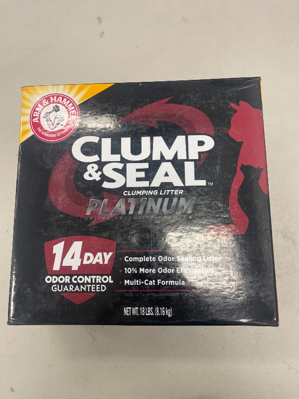 Photo 1 of ARM & HAMMER Clump & Seal Platinum Clumping Cat Litter Odor Control, Multi-Cat, 14-Day Odor Control, Online Exclusive Formula, 18 Lbs