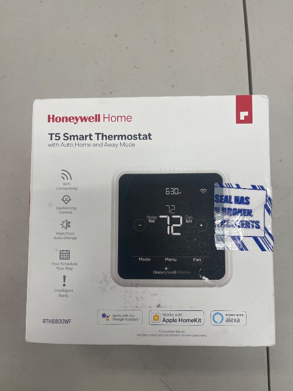 Photo 1 of Honeywell Home RTH8800WF2022, T5 WiFi Smart Thermostat, 7 Day-Programmable Touchscreen, Alexa Ready, Geofencing Technology, Energy Star, C-Wire Required