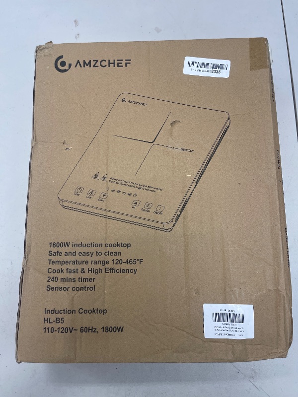 Photo 1 of AMZCHEF Portable Induction Cooktop 20 Temperature & Power Levels, 1800W Induction Stove Burner with 5.9" Heating Coil, Low Noise Hot Plate Single Electric Cooktops Countertop Stove with Timer