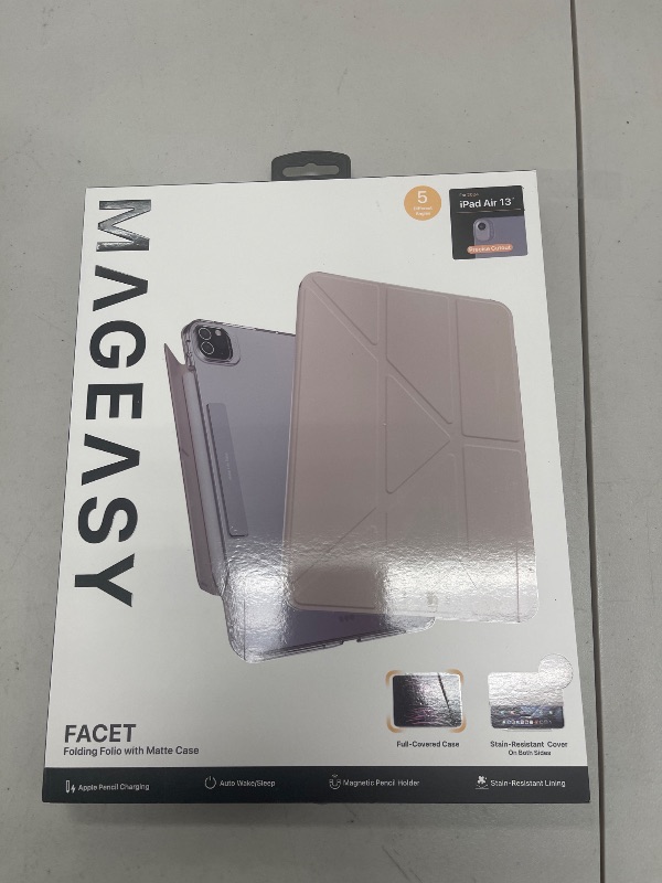 Photo 1 of MAGEASY Case for 2025 M3 & 2024 M2 iPad Air 13” - Folio Case with Multi-fold, Multi-Angle Stand, Apple Pencil Holder, Stain-Resistant - Facet | Starlight White