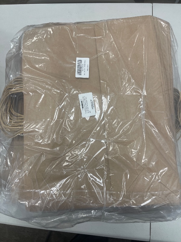 Photo 1 of Motroce 100Pcs Large Paper Bags with Handles Bulk, 16x5x12 Inch Brown Brown Kraft Craft Gift Bags, Grocery Shopping Retail Business Merchandise Wedding Party Favor