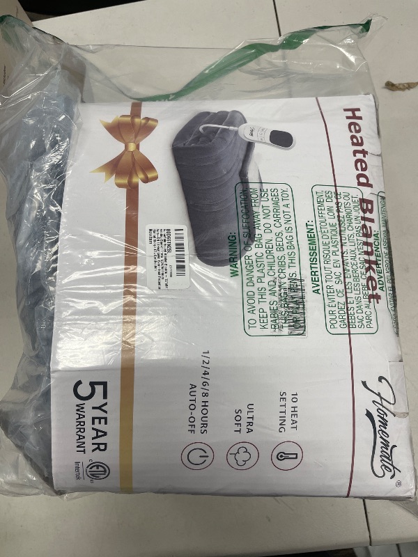 Photo 1 of Homemate Heated Blanket Electric - 72"x84" Heating Blanket Throw 1/2/4/6/8 Hours Auto-Off 10 Heat Level Over-Heat Protection Flannel Sherpa ETL Certification