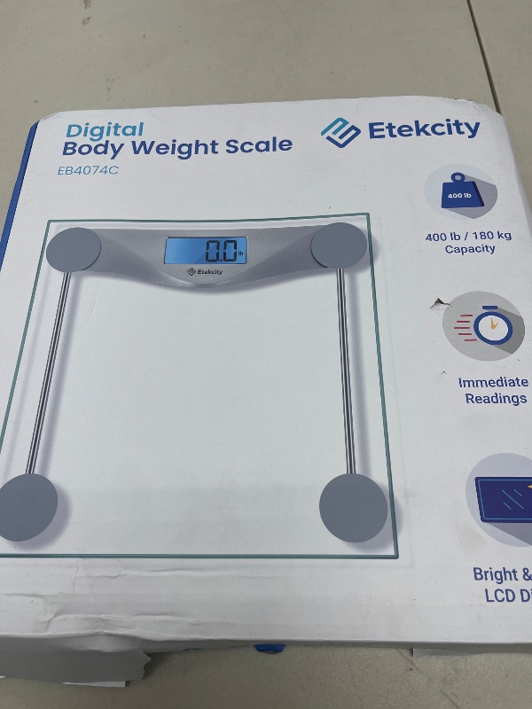 Photo 1 of Etekcity Digital Body Weight Bathroom Scale, Large Blue LCD Backlight Display, High Precision Measurements,6mm Tempered Glass, 400 Pounds