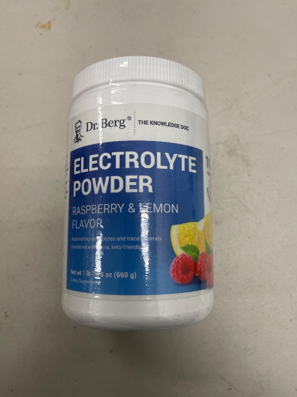 Photo 1 of Dr. Berg Zero Sugar Hydration Keto Electrolyte Powder - Enhanced w/ 1000 mg of Potassium & Real Pink Himalayan Salt (NOT Table Salt) - Raspberry & Lemon Flavor Hydration Drink Supplement, 100 Servings