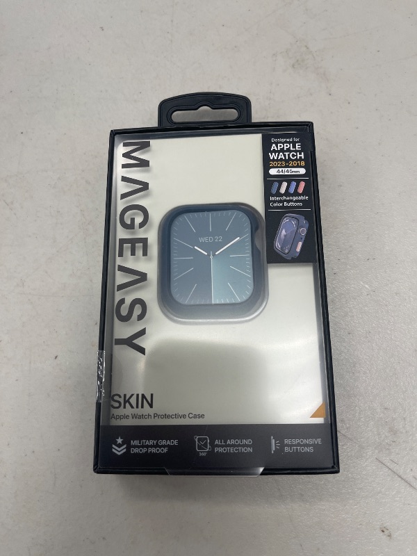 Photo 1 of MAGEASY Protective Case for 45mm Apple Watch Series 9, 8, 7 | Shockproof Silicone Bumper, Skin - Storm Blue