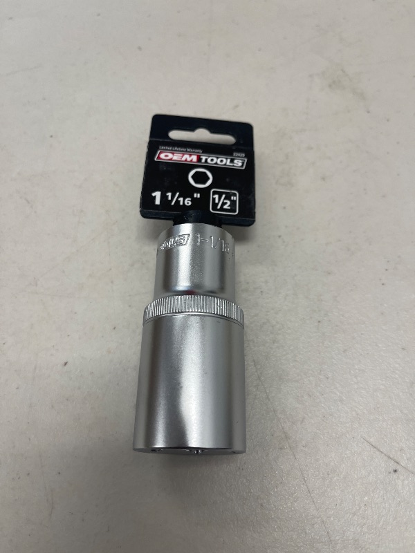 Photo 1 of OEMTOOLS 22429 1/2-Inch Drive 1-1/16 Inch SAE Deep Socket, Rust Resistant, Installs & Removes Recessed Nuts & Bolts
