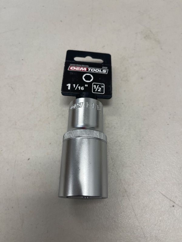 Photo 1 of OEMTOOLS 22429 1/2-Inch Drive 1-1/16 Inch SAE Deep Socket, Rust Resistant, Installs & Removes Recessed Nuts & Bolts