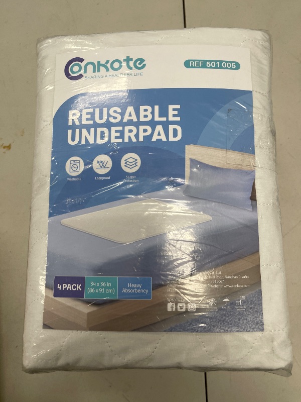 Photo 1 of Heavy Absorbency Bed Pad, Washable and Reusable Incontinence Bed Underpads, 34"X36" (4 Pack), Waterproof Mattress Protector
