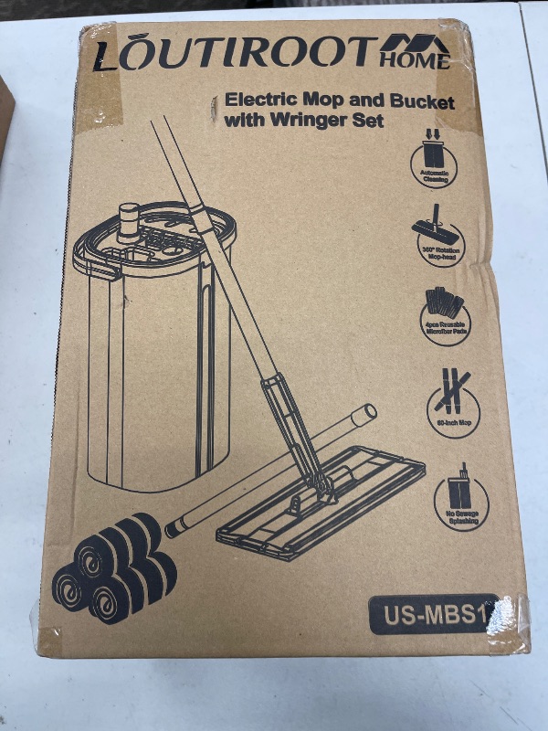 Photo 1 of Mop and Bucket with Wringer Set for Home, 3-Chamber Separate Dirty Clean Water Flat Spin Mop and Bucket Set for Wet Dry Floor Wall Mops Hands Free Automatic Clean 60in Handle with 4 Microfiber Pads