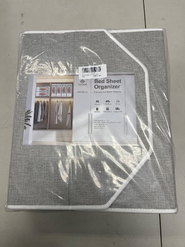 Photo 1 of Yecaye 6 Pack Sheet Organizers and Storage for Linen Closet, Foldable Set Organizer With Clear Window and Label (Queen & King Size), Bedding Storage Box Container, Grey