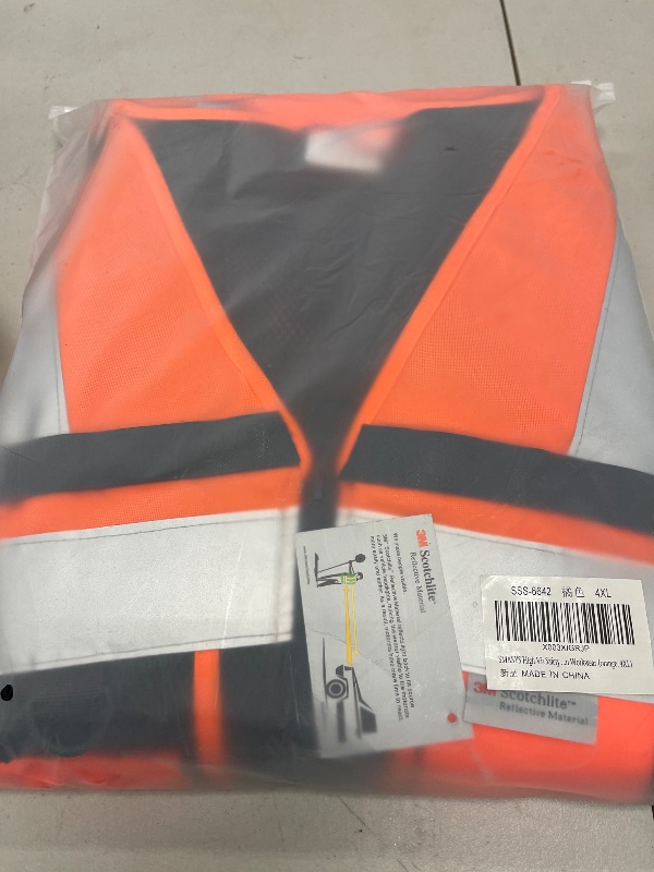 Photo 1 of SMASYS High Vis Safety Vest with 3M Reflective Tapes, Waterproof Oxford Fabric with 11 Pockets, Bright Visibility Construction Workwear (orange, 4XL)