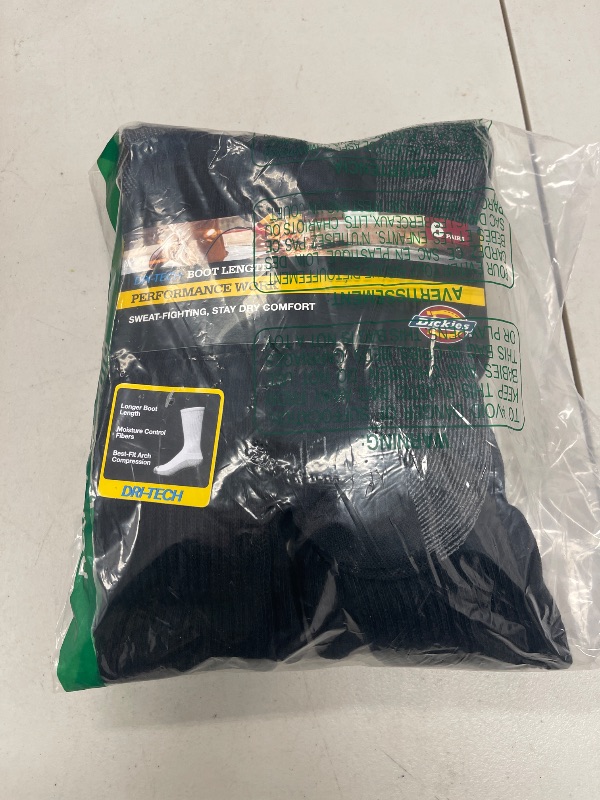 Photo 1 of Dickies Men's Dri-Tech Moisture Control Boot-Length Socks, 6 & 12 Pairs, Sizes L-XL, Black (6 Pairs), Large