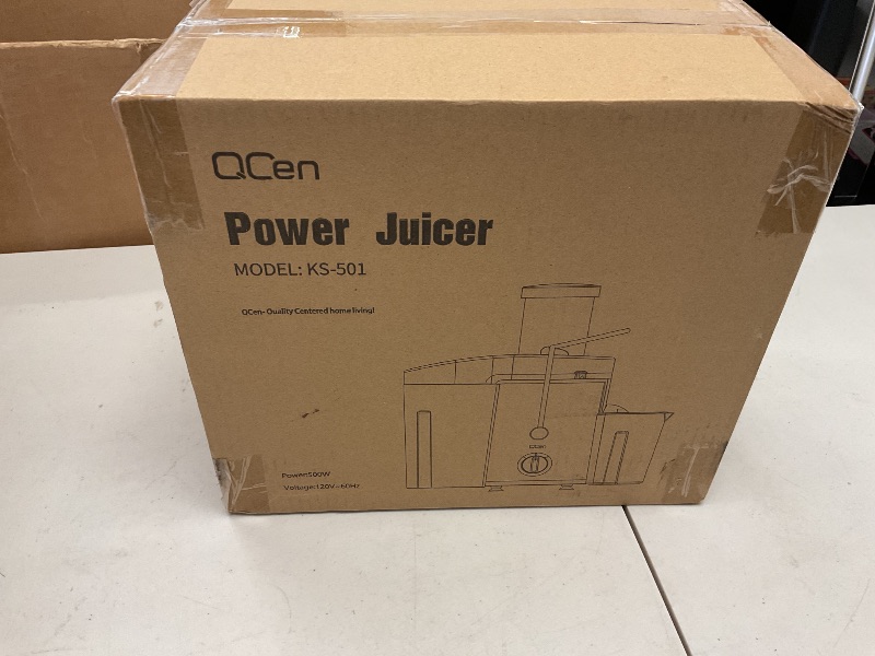 Photo 1 of Qcen Juicer Machine, 500W Centrifugal Juicer Extractor with Wide Mouth 3” Feed Chute for Fruit Vegetable, Easy to Clean, Stainless Steel, BPA-free (Black)