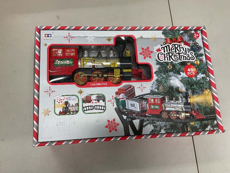 Photo 1 of Christmas Tree Train Elevated, Floating Train Toy Steam Engine with Smoke, Light & Sound (Whistle/Mute), Holiday Xmas Tree Decoration for Kid Children, Gift for Ages 3 and Up Boys & Girls