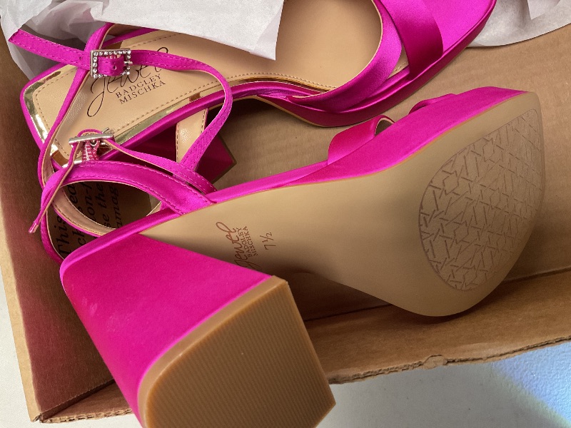 Photo 1 of Jewel Badgley Mischka Womens Rainbow Heeled Sandal, Pink Satin, 7.5 US