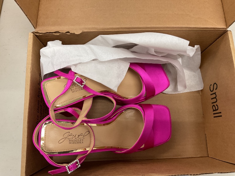 Photo 1 of Jewel Badgley Mischka Womens Rainbow Heeled Sandal, Pink Satin, 7.5 US