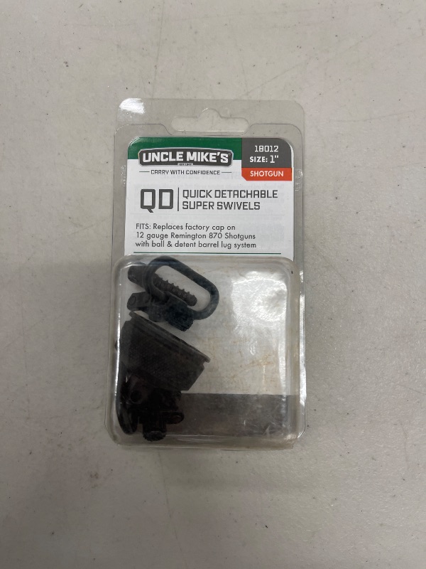 Photo 1 of Uncle Mike's Quick Detach Swivels QD REM 870 12 Gauge Blued 1" External Ratchet Cap Set,18012 Black