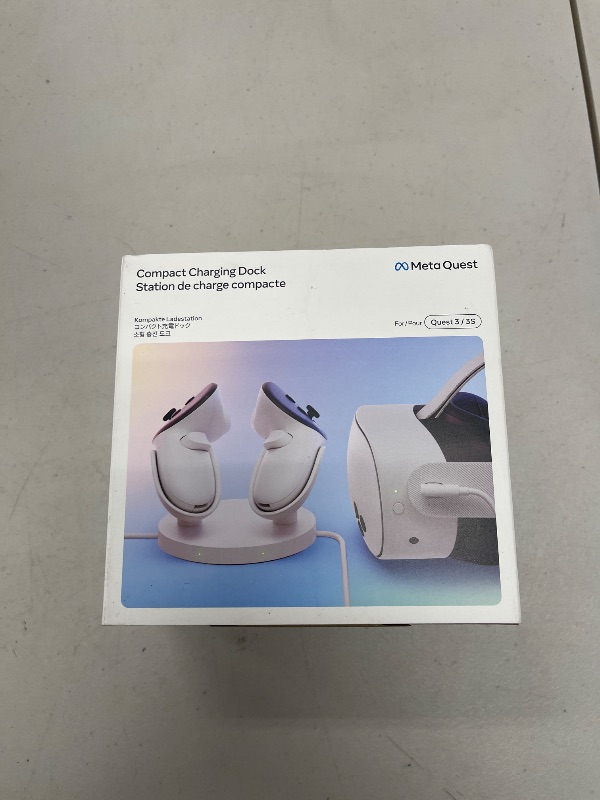 Photo 1 of Meta Quest Compact Charging Dock — Works with Meta Quest 3/3S — Extended Headset Charging Cable — Wireless Charging for Touch Plus Controllers