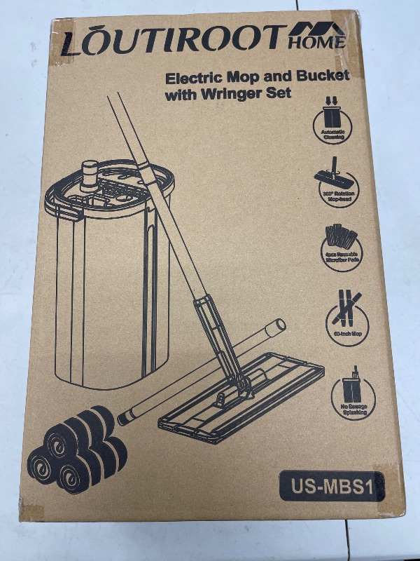 Photo 1 of Mop and Bucket with Wringer Set for Home, 3-Chamber Separate Dirty Clean Water Flat Spin Mop and Bucket Set for Wet Dry Floor Wall Mops Hands Free Automatic Clean 60in Handle with 4 Microfiber Pads