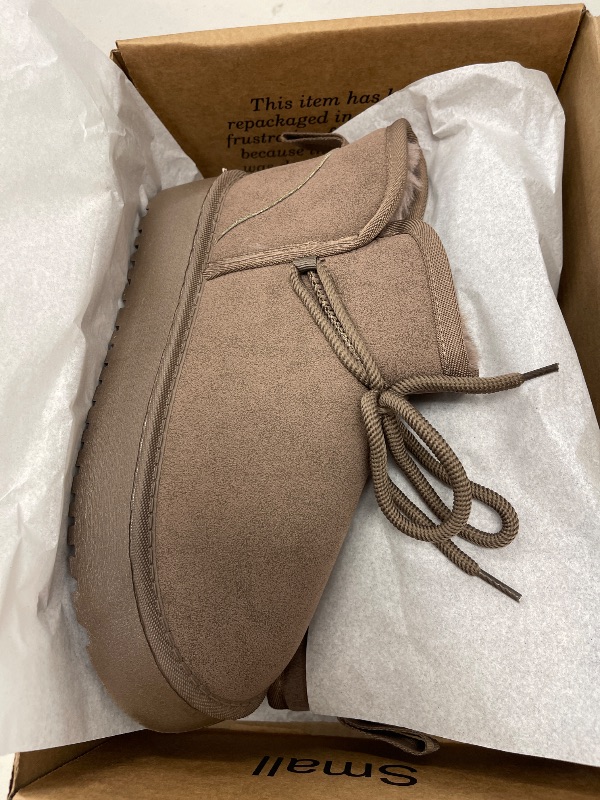 Photo 1 of ELAHGEY Ankle Winter Boots for Women Snow Boots with Fur Lined Lace Up Pull-On Suede Boots