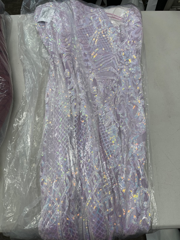 Photo 1 of MORGAN AND CO. Women's Plus Size Sleeveless Sequined Party Gown, Lavender Multi
