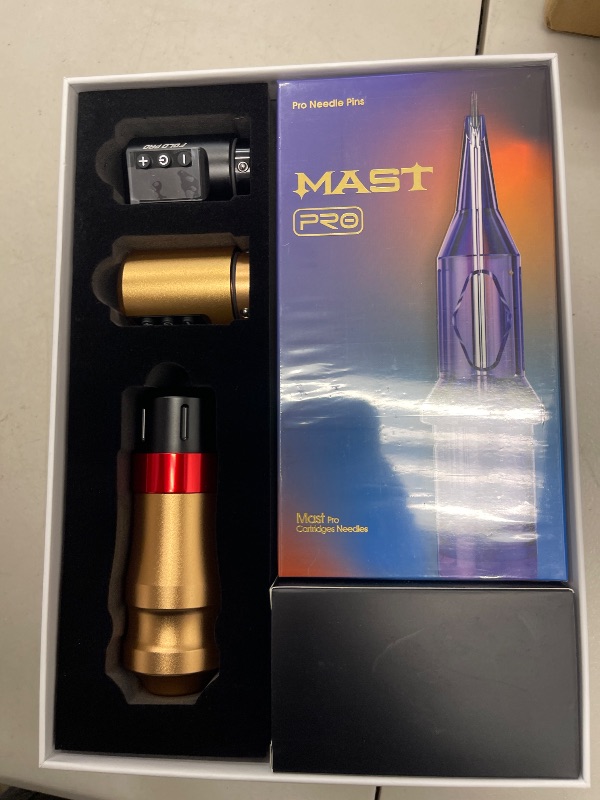Photo 1 of Mast Mini Rotary Tattoo Gun Kit - Cartridges Tattoo Machine Kit 20 Needles 2 Batteries Black Ink Complete Tattoo Supplies for Lining Shading