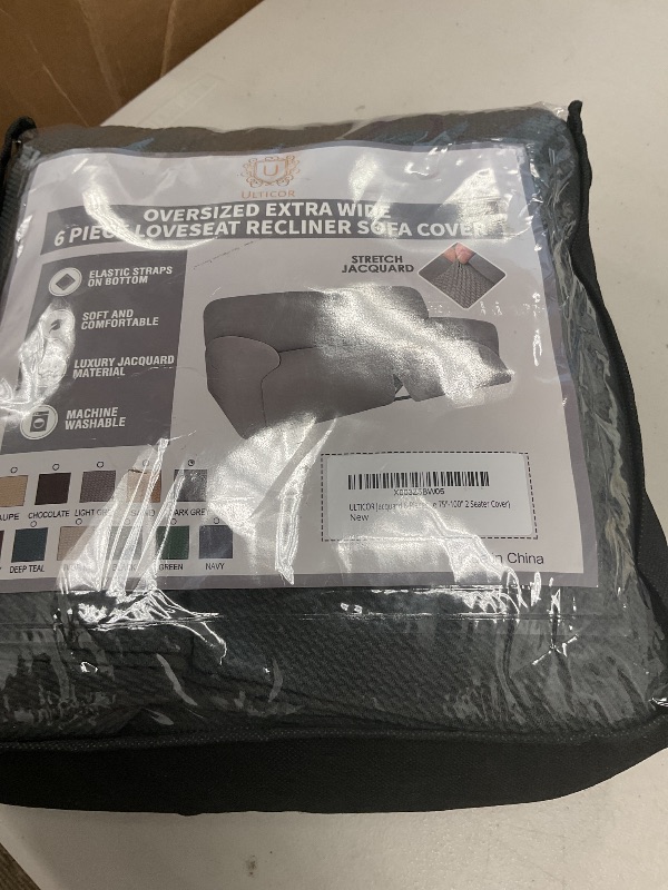 Photo 1 of ULTICOR Jacquard Design Extra Wide 75" - 100", Reclining 2 Seater Sofa, Extra Wide 6-Piece Reclining LoveSeat Slipcover, Reclining Sofa Covers, Thick, Soft, Washable (Dark Grey)