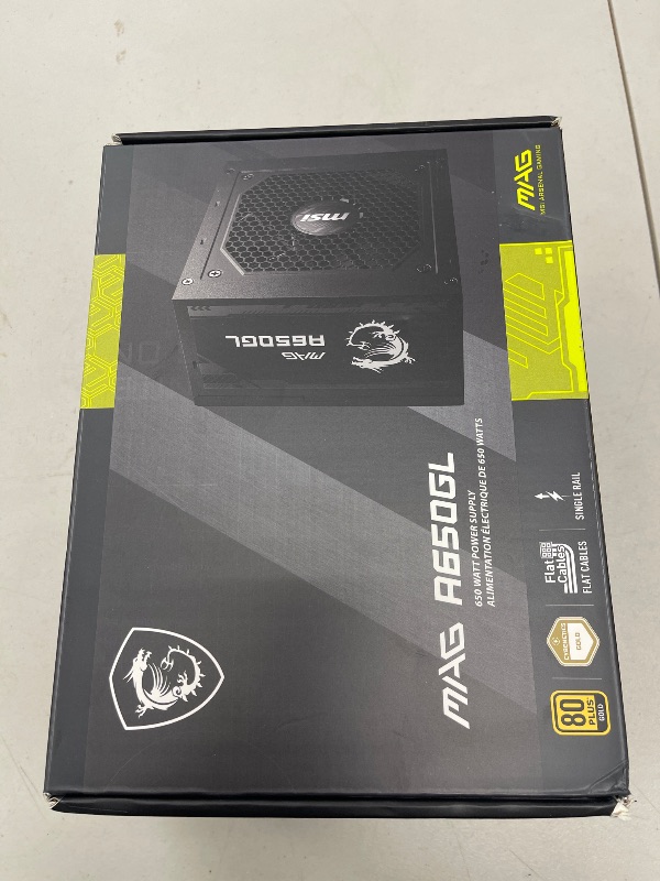 Photo 1 of MSI MAG A650GL Gaming Power Supply - Full Modular - 80 Plus Gold Certified 650W - Compact Size - ATX PSU