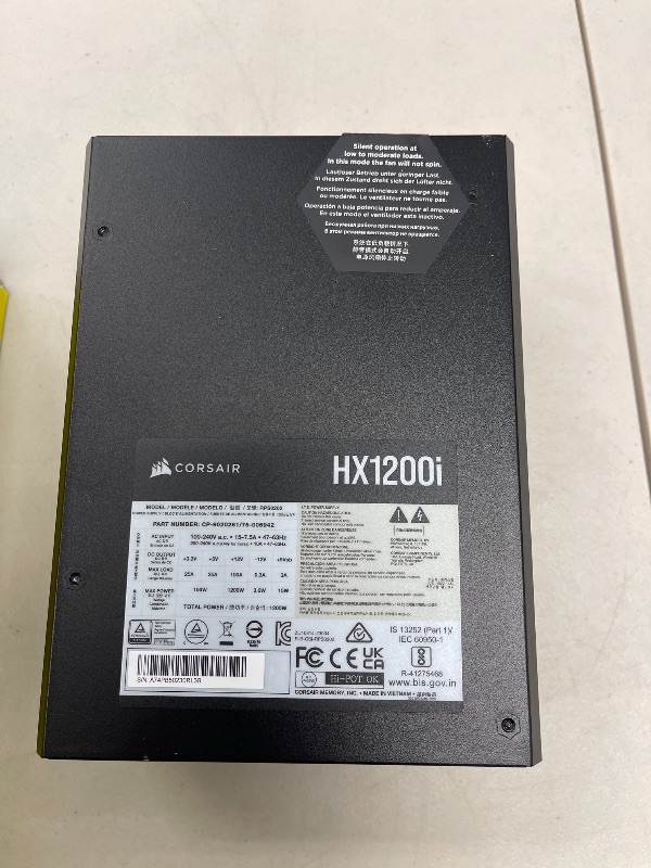 Photo 1 of CORSAIR HX1200i Fully Modular Ultra-Low Noise ATX Power Supply - ATX 3.1 & PCIe 5.1 Compliant - Fluid Dynamic Bearing Fan - CORSAIR iCUE Software Compatible - 80 Plus Platinum Efficiency - Black