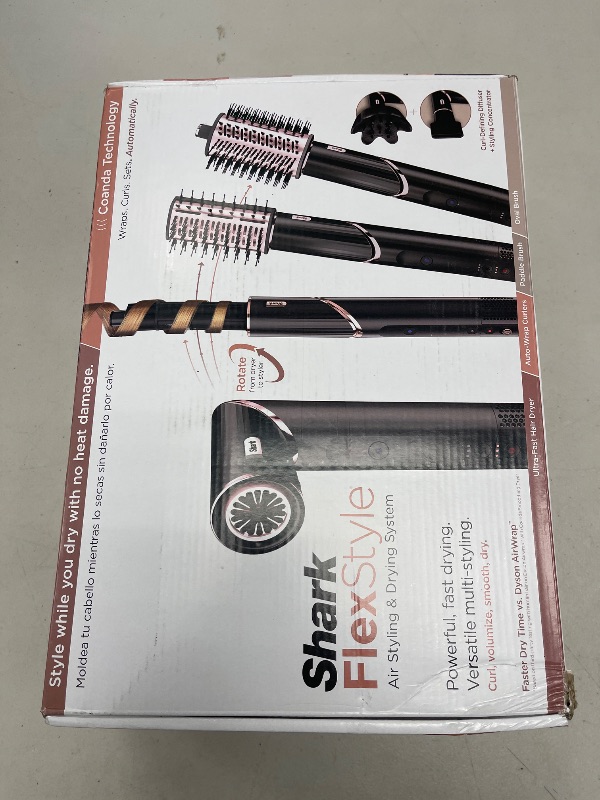 Photo 1 of Shark FlexStyle Hair Dryer & Powerful Styling System with 6-Piece Hair Styling Tools, Paddle Brush, Curl-Defining Hair Diffuser, Auto-Wrap Curlers, Styling Concentrator, Oval Brush &, Black, HD440BK
