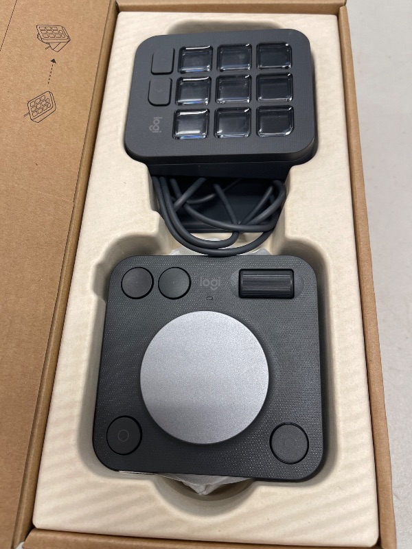 Photo 1 of Logitech MX Creative Console, 9 Customizable LCD Keys, Stream Deck Accessories, Control Dial for Graphic Design, Adobe, Zoom, Spotify - Graphite, 3-Month Adobe Creative Cloud Membership