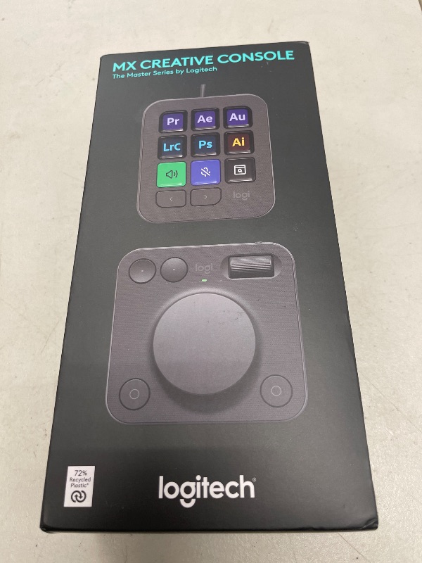 Photo 1 of Logitech MX Creative Console, 9 Customizable LCD Keys, Stream Deck Accessories, Control Dial for Graphic Design, Adobe, Zoom, Spotify - Graphite, 3-Month Adobe Creative Cloud Membership
