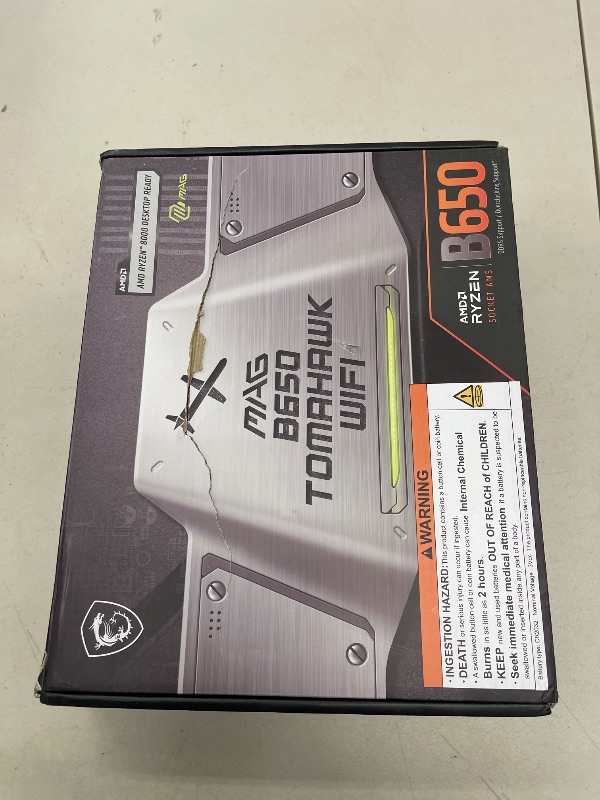 Photo 1 of MSI MAG B650 Tomahawk WiFi Gaming Motherboard (AMD Ryzen 9000/8000/7000 Series Processors, AM5, DDR5, PCIe 4.0, M.2, SATA 6Gb/s, USB 3.2 Gen 2, HDMI/DP, Wi-Fi 6E, Bluetooth 5.3, 2.5Gbps LAN, ATX)