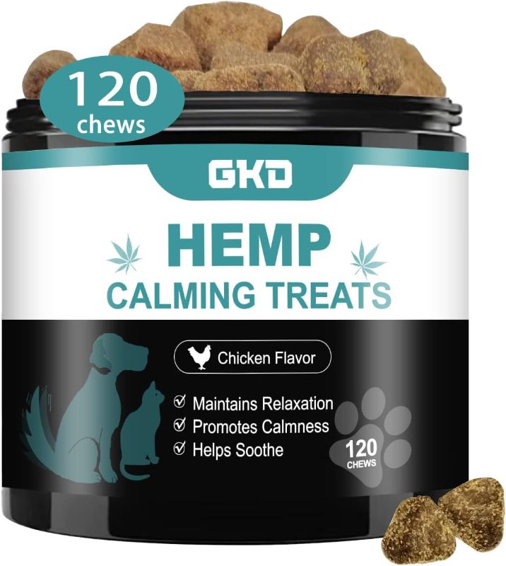 Photo 1 of Calming Chews for Dogs, Dog Calming Treats Anxiety Relief 100% Golden Ratio of Natural Ingredients Treat, Aid with Separation, Barking, Stress Relief, Thunderstorms