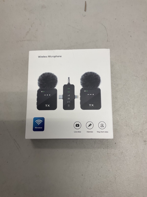 Photo 1 of PQRQP 3 in 1 Microphone for iPhone/Android/Camera, Wireless Lavalier Microphone, 328ft Transmission, 18H Battery Life, Mini Microphone for Record Interview, Vlogs, YouTube, Tiktok
