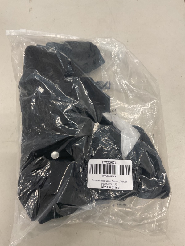 Photo 1 of Cropped Jacket Women Zipper Up Workout Athletic Long Sleeve Shirt Top with Pockets(0037, b, L) Black