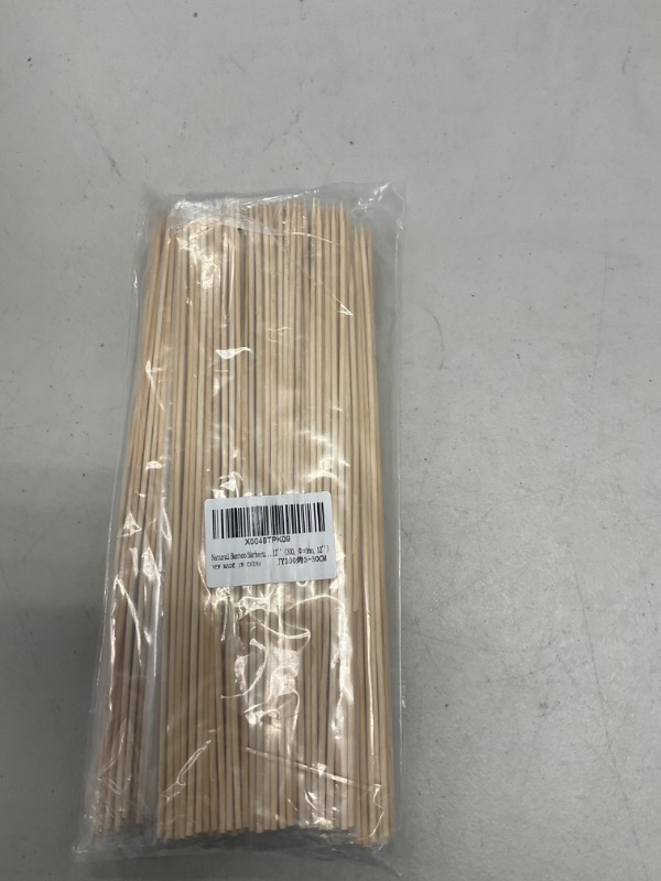 Photo 1 of 300PCS Natural Bamboo Skewers 12'', Sturdy Smooth Wooden Skewers Perfect for Meat, Desserts, Fruit, Appetiser, Smores Sticks, Crafting Bouquet, Home/Outdoor & BBQ Restaurant