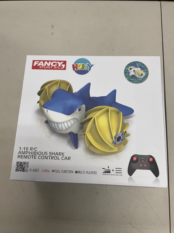 Photo 1 of Remote Control Shark Toy 1:16 Scale Amphibious RC Car for Kids 2.4GHz Remote Control Boat Water Toys for Swimming Pools & Lakes, Remote Control Car Great Gifts Toys for 5 6 7 8-12 Year Old Boys Girls