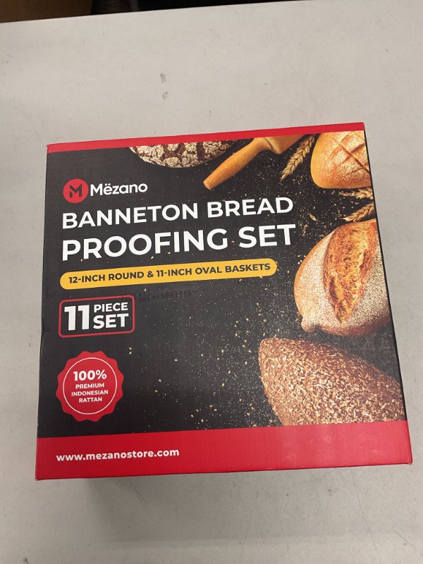Photo 1 of 12" Banneton Bread Proofing Basket Set, FULL Sourdough Bread Baking Supplies kit, 11 pc Sourdough Starter kit, Bread Proofing Basket & Tools For Sour Dough Bread Making, Large Bread Basket For Bakers