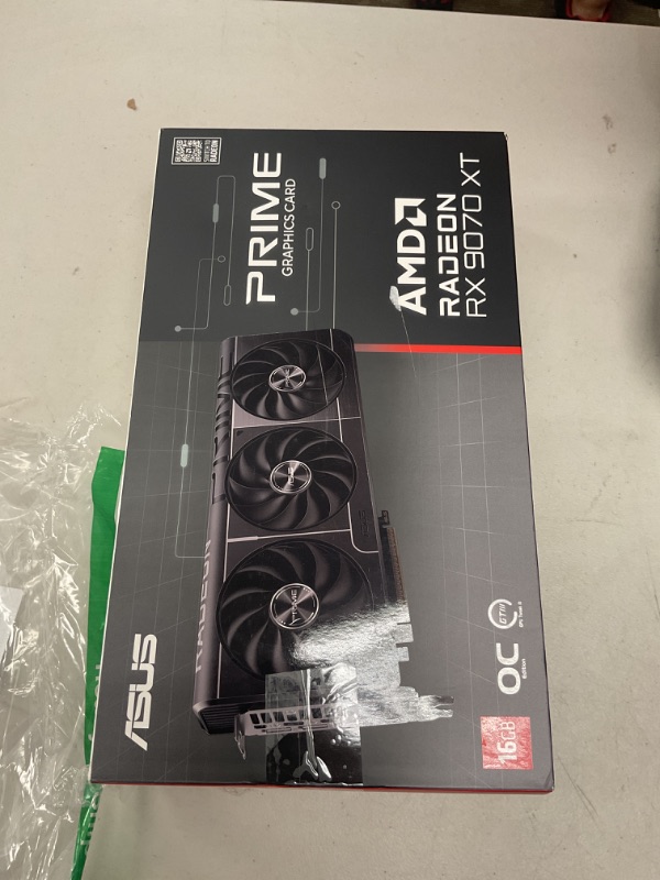 Photo 1 of ASUS Prime Radeon™ RX 9070 XT OC Edition Graphics Card (PCIe 5.0, HDMI/DP 2.1, 2.5-Slot Design, axial-tech Fans, Dual Ball Fan Bearings, Dual BIOS, GPU Guard)
