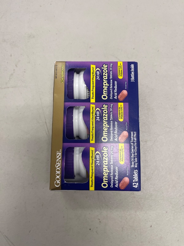 Photo 1 of GoodSense Omeprazole Delayed Release Tablets 20 mg, Stomach Acid Reducer for Frequent Heartburn Treatment, 42 Count