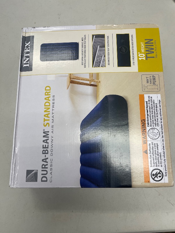 Photo 1 of Intex 64757E Dura-Beam Standard Downy Air Mattress: Fiber-Tech - Twin Size - 10in Bed Height - 300lb Weight Capacity - Pump Sold Separately