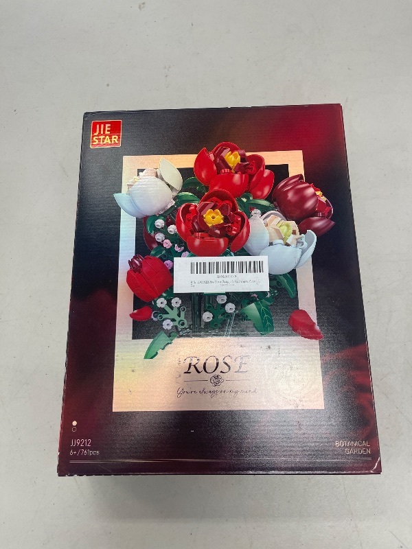 Photo 1 of LUCKMILK Rose Flowers Bouquet Building Set (761 Pcs), Artificial Flowers with Vase,Unique DIY Home Decor & Thoughtful Gift for Anniversaries, Mother’s Day