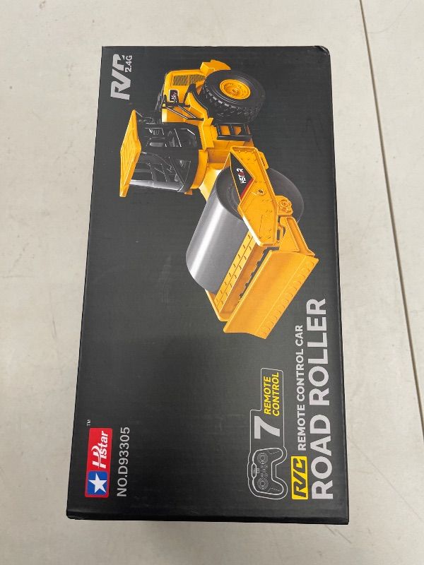 Photo 1 of Leopmase Remote Control Road Roller Toy, 7 Channel Remote Control Construction Toys Vehicles with Lights, RC Road Roller Toys for Boys, Birthday Gifts Ideas for Kids