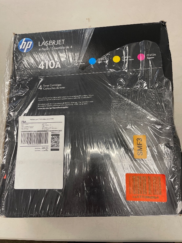 Photo 1 of HP 410A Black and Cyan, Magenta, Yellow Toner Cartridges, Pack of 4, CF410AQ