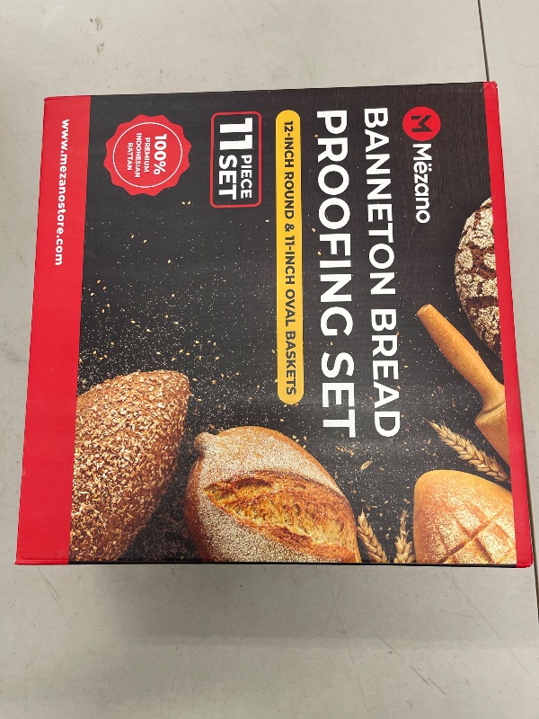 Photo 1 of 12" Banneton Bread Proofing Basket Set, FULL Sourdough Bread Baking Supplies kit, 11 pc Sourdough Starter kit, Bread Proofing Basket & Tools For Sour Dough Bread Making, Large Bread Basket For Bakers