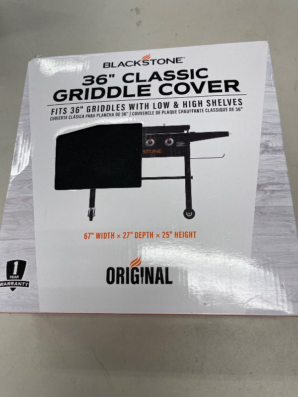 Photo 1 of Blackstone 1528 600D Polyester Heavy Duty Flat top Gas Grill Cover, Water Resistant Exclusively Fits 36" Griddle Cooking Station, Black