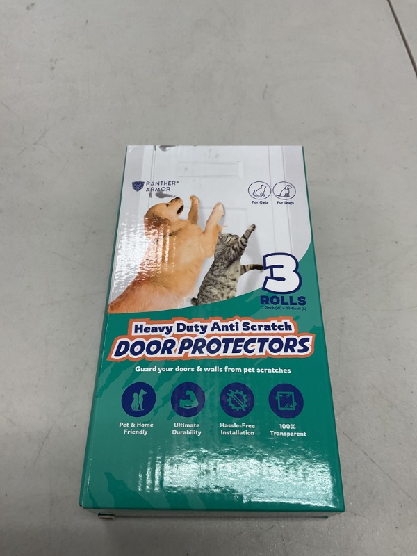 Photo 1 of Panther Armor Anti-Scratch Door Protectors for Pets, Heavy Duty, 3 Rolls, Transparent, Dog Scratch Door Protector, Door Guards