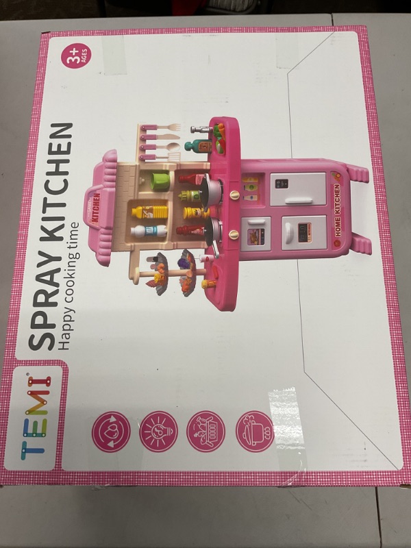 Photo 1 of TEMI Pretend Food Kitchen Toys for Girls Age 3 4 5 6 7 8 - Kitchen Accessories Platset with Sound and Light, Cutting Food Toy, Pretend Play for Kids, Indoor Outdoor Cooking Set, Birthday Gifts 8-9