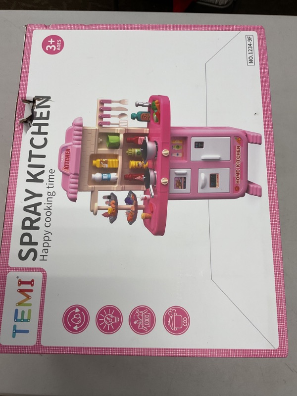 Photo 1 of TEMI Pretend Food Kitchen Toys for Girls Age 3 4 5 6 7 8 - Kitchen Accessories Platset with Sound and Light, Cutting Food Toy, Pretend Play for Kids, Indoor Outdoor Cooking Set, Birthday Gifts 8-9
